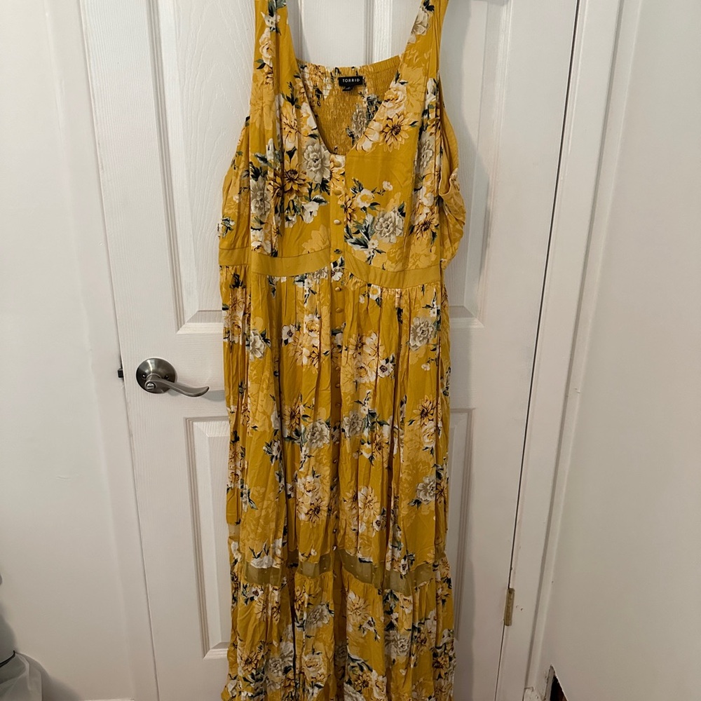 Torrid Yellow Floral Maxi Dress